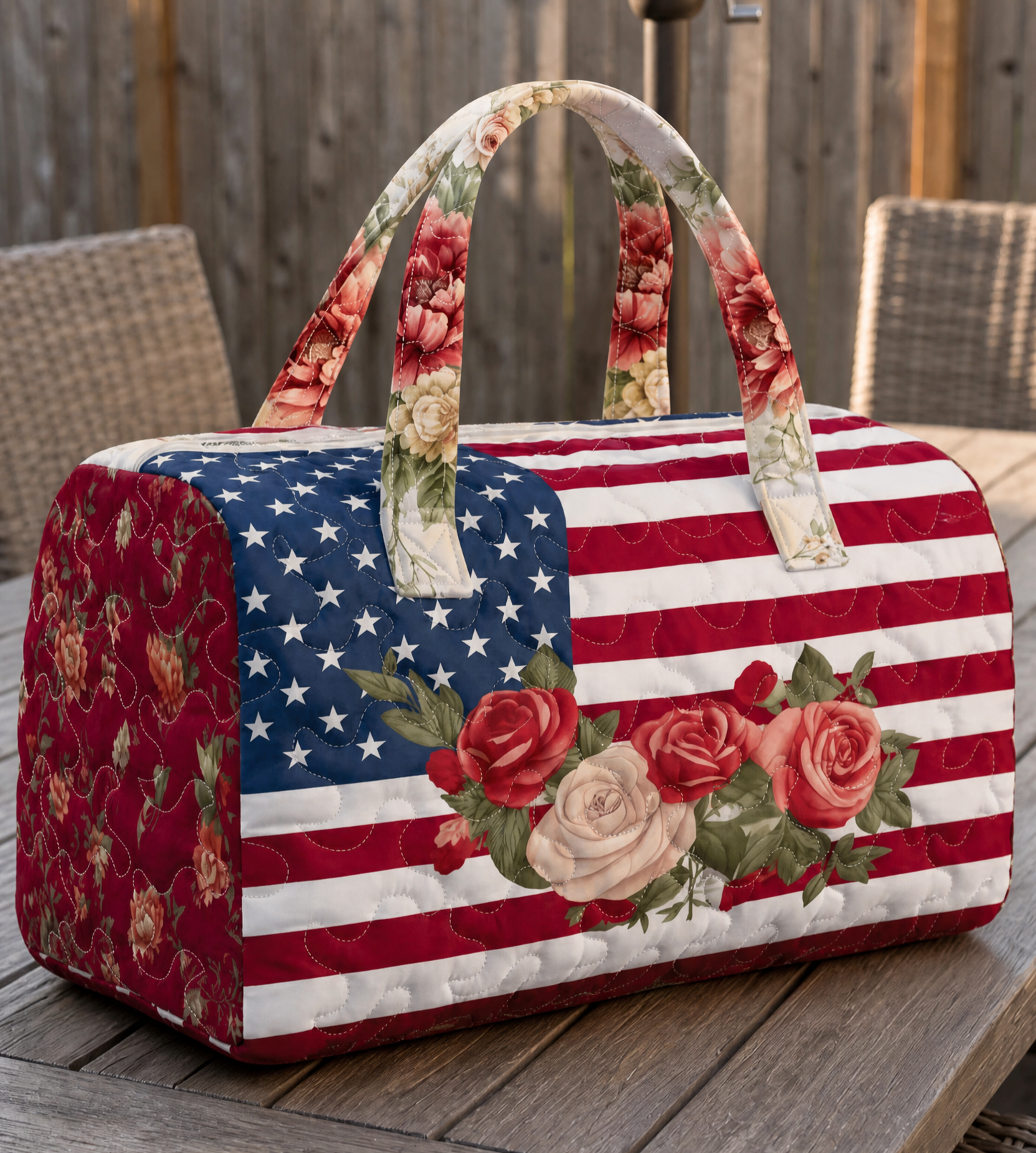 Handmade Quilted USA Tote Bag